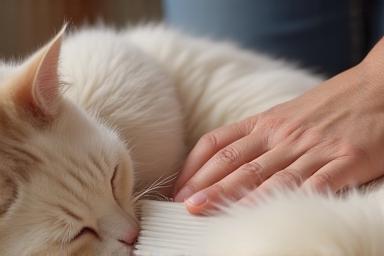 Cat being brushed