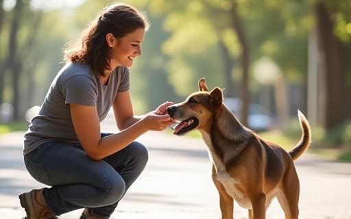 Trainer working with dog