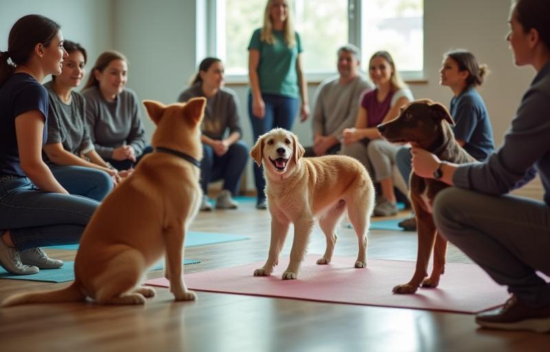 Group dog training class